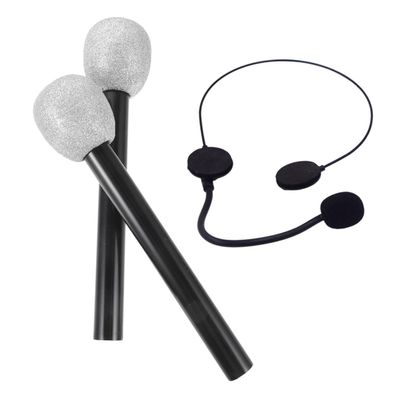 HONMEET 1set Boy Girl Glitter Foam Microphone Realistic Party Prop for Boy Girl Stage Performance Birthday Celebrations and School Plays Includes Headset Microphones