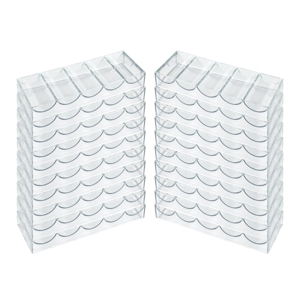 Gamers Lounge Poker Chip Trays - 100-count Clear Acrylic Poker Chip Racks - Chip Storage and Display Case (20)