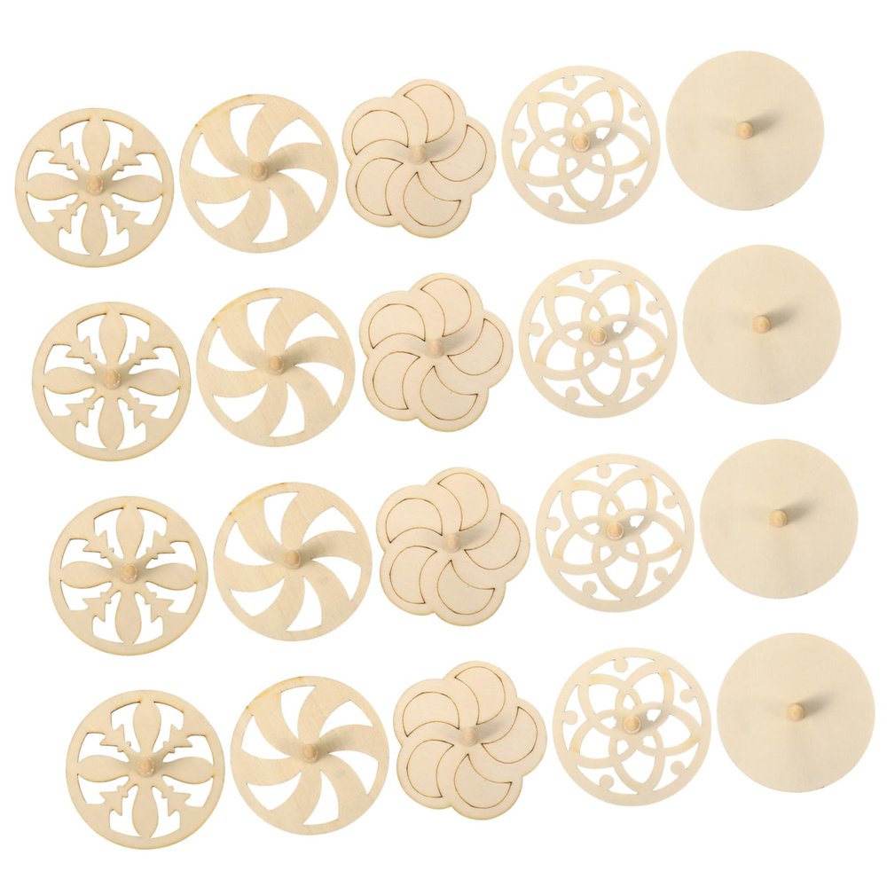 BESTonZON 20pcs Unfinished Wooden Gyroscopes for Boys and Girls DIY Painting Tops for Creative Fun Classrooms and Craft Projects
