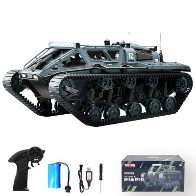 Authticar RC Tank Car, 1:16 Scales Transport Military Vehicle RC Tank, 4WD RTR Off Road RC Crawler with 360Rotating Drifting Dual Motor Gearbox Proportional Control Military Truck RC Toy for Adult