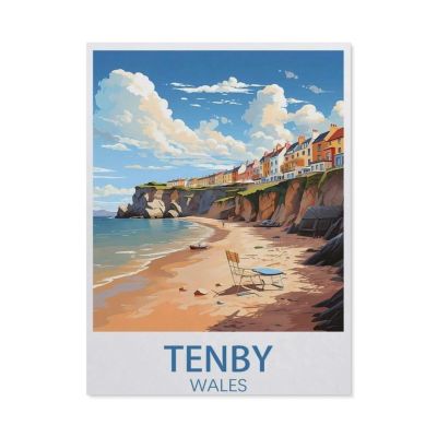 Jigsaw Puzzle 1000 PiecesTenby Wales Vintage Travel PosterLarge Family Puzzle Game Artwork for Adults Teens38x26cm-AT95