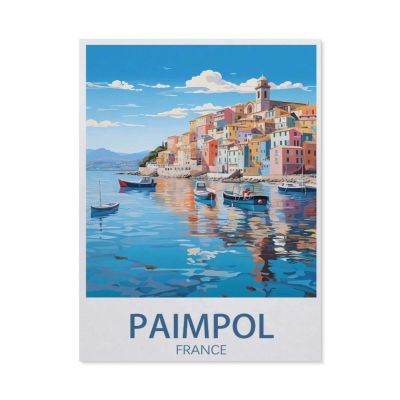 Jigsaw Puzzle 1000 Pieces for AdultsPaimpol French Coast Vintage Travel PosterTeens Boys Girls Puzzles Premium Quality Fun Family Challenging Puzzles for Birthday38x26cm-AO29