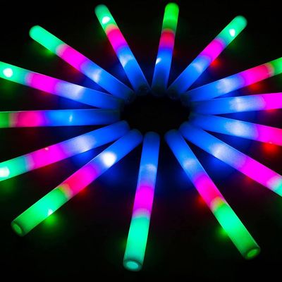 10PCS Foam Glow Sticks, LED Foam Sticks Bulk, Neon Light Glow Stick with 3 Modes, Colorful Flashing Party Supplies for Concert