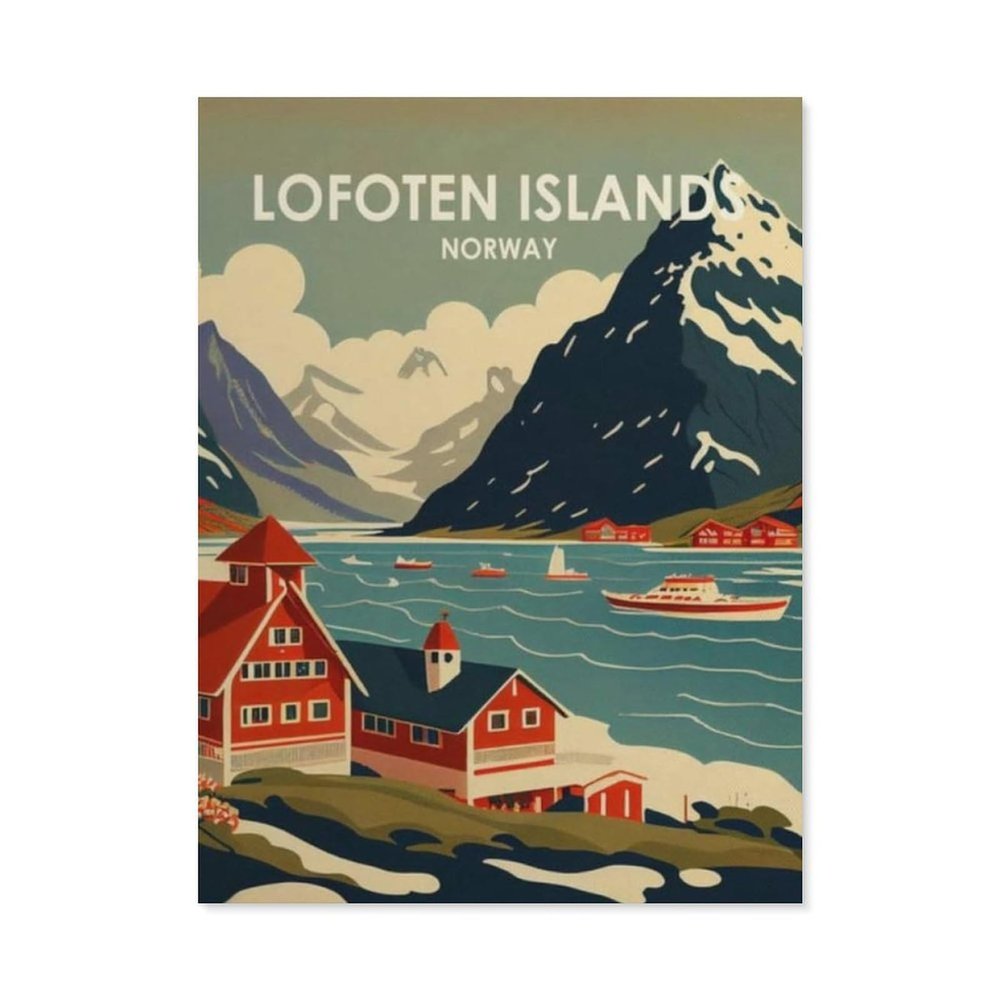 1000PcsLofoten Islands Norway Vintage Travel Poster MountainsJigsaw Adult Decompression Game Puzzle Students Toy for Children Christmas Birthday Gifts38x26cm-AT4