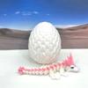 3D Printed Baby Dragon with Egg, 6" White and Pink Easter, Gemstone, Rose, Sushi, Woodland Baby Dragon, Fidget ADHD Autism Toy BD007WP-WE (Crystal Baby Dragon) view 2