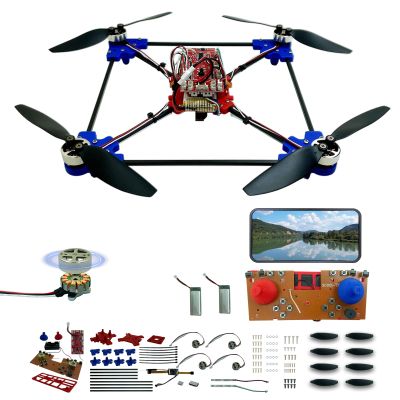 DIY Drone Kit with Brushless Motor & Dual Camera - STEM Building Project with Optical Flow Hovering, 360 Flips, One-Click Controls for Beginners to Learn Drone Engineering