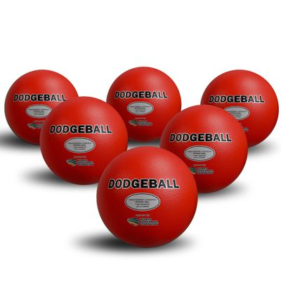 Official Dodgeball, Game Set of 6, 7-inch Foam, World Dodgeball Federation Approved (WDBF) (Red)
