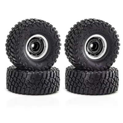 for SCX24 for FMS24 for TRX4M-W185 1/18 1/24 4pcs 1.0" Metal Beadlock Wheel Tire Set RC Crawler Car Upgrade Parts Accessories RC Vehicle Wheels Tires(Black)