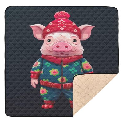 Kigai Cute Pig Baby Play Mat for Floor 50'' x 50'' Soft & Anti- Slip Crawling Mat Playpen Mat Waterproof Foldable Playmat for Infants, Babies, Toddlers