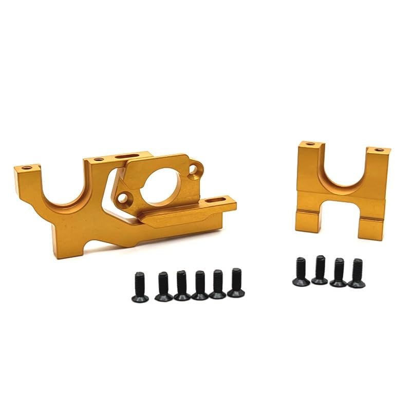 Metal Upgrade Reduction Gear and Adjustable Motor Mount for WLtoys 1/10 104072 104001 104002 RC Car Spare Parts(Yellow)