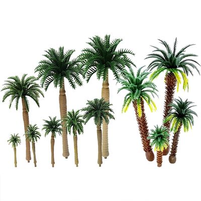 12 Pcs Miniature Tropical Trees Small Decorative Palm Trees Plastic Tree Cake Toppers Mini Model Palm Trees Small Palm Tree Figurines Figures Miniature Coconut Model Trees Faux Realistic Palm Trees
