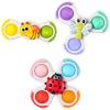 ALASOU 3PCS Pop Suction Cup Spinner Sensory Airplane Travel Toys for 1 Year Old Boy Girl Infant Toddlers|Novelty Spinning Tops 12 18 Months|1 2 Year Old Boy Birthday Gift|Baby Bath Toy Kids Ages 1-3 view 1