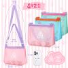 3Pcs Personalized Kids Beach Shell Bag, Initial Seashell Mesh Zipper Beach Pouch, Shell Collecting Bag for Holding Shells with Adjustable Straps, Sand Toys Swim Pouch Gift for Girl Boy Teens(Letter A) view 2