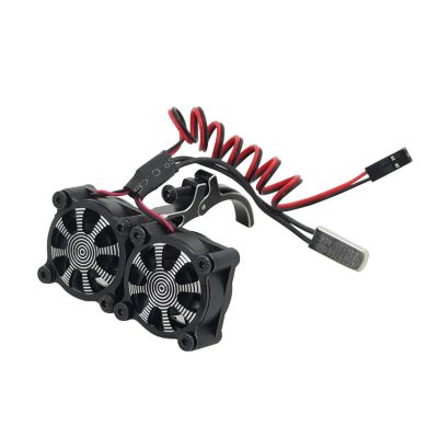 RC Car Parts for Tamiya for SCX10 for Traxxas for TRX4 for Wltoys 36mm Motor Dual Cooling Fan Heat Sink Temperature Control Heatsink RC Car Accessories(Black)