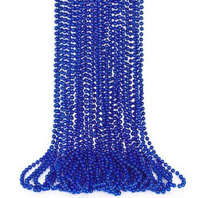 15PCS Blue Bead Necklace, 4th of July Beads Necklaces Accessories, 33" Festival Party Parade Throw Beads Necklace Costume, Blue Beaded for Wedding Birthday Gender Reveal Party Supplies Decorations