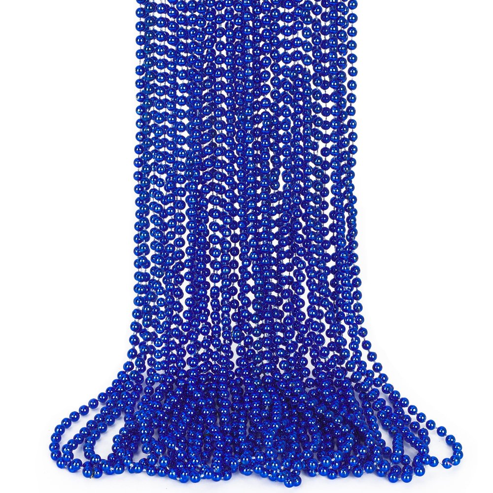 15PCS Blue Bead Necklace, 4th of July Beads Necklaces Accessories, 33" Festival Party Parade Throw Beads Necklace Costume, Blue Beaded for Wedding Birthday Gender Reveal Party Supplies Decorations