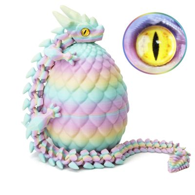 3D Printed Dragon Eggs with Dragon Inside, Easter Basket Essentials Stuffers, Mystery Crystal Dragon Easter Egg Fillers Toys, Articulated Fidget 3D Printed Animals, Surprise Gift