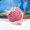 Articulated Dragon and Dragon Egg, 3D Printed White and Pink Cherry Blossom Dragon, 12" Fidget ADHD AutismToy, Executive Desk Toy IHWD068-PE view 2