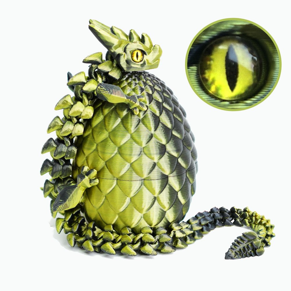 3D Printed Dragon Eggs with Dragon Inside, Easter Basket Essentials Stuffers, Mystery Crystal Dragon Easter Egg Fillers Toys, Articulated Fidget 3D Printed Animals, Surprise Gift