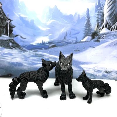 3pcs Articulating 3D Printed Wolf, Black Articulating Posable Wolf, Fidget ADHD AutismToy, Stress Relief, Executive Desk Toy IHWW001-SET