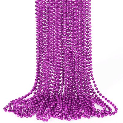 15PCS Mardi Gras Beads, Purple Bead Necklace Party Favors, 33" Purple Necklaces Festival Parade Throw Accessories, Halloween Mardi Gras Wedding Birthday School Activities Celebrations Decorations