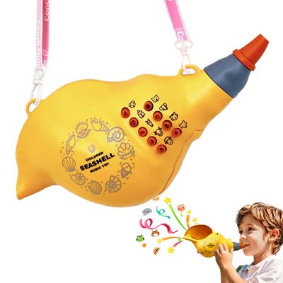 Toys for 3 Years Old Boy Girl Birthday Gift, Music Animal Caller Toy with 30 Realistic Animal Sounds, Early Learning Toy for Kids Todlers with 8" Horn and 3-Level Lights (Orange - Conch)