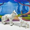 2pcs Articulating 3D Printed Wolf, White Mother and Child Wolf Toy, Wild Animal Toy, Fidget ADHD AutismToy, Stress Relief, Executive Desk Toy IHWW001-SET-WHT view 1