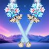 CaptainWiz Light Up Frozen Snowflake Wand with Spray & Music 2PCS Princess Magic Toy Wands for Kids Girls Cosplay Birthday Party Favors, Blue view 1