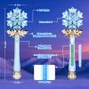 CaptainWiz Light Up Frozen Snowflake Wand with Spray & Music 2PCS Princess Magic Toy Wands for Kids Girls Cosplay Birthday Party Favors, Blue view 3