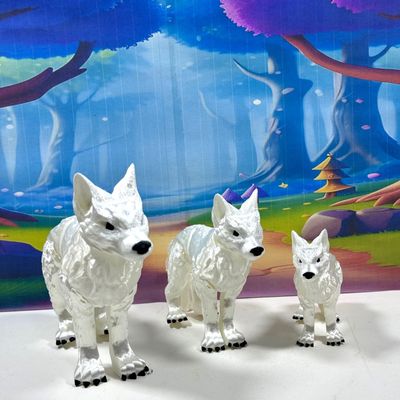 3pcs Articulating 3D Printed Wolf, White Articulating Posable Wolf Toy, Fidget ADHD AutismToy, Stress Relief, Executive Desk Toy IHWW001-SET-WHT