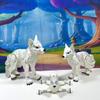 3pcs Articulating 3D Printed Wolf, White Articulating Posable Wolf Toy, Fidget ADHD AutismToy, Stress Relief, Executive Desk Toy IHWW001-SET-WHT view 4