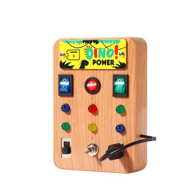 WDBZHYF Busy Board with LED Lights,Montessori Wooden Sensory Toys for 3 Years Old, Kids Educational Learning Activities Travel Toys and Birthday Gifts for Boys Girls (Wood - a)