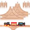 6 Pcs Wooden Tracks Expansion Wooden T Train Track with Straight Wood Train Track Pieces Connectors Adapters Male Male Female Female Train Tracks Accessories for Most Major Toy Trains Railway view 1