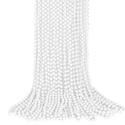 15PCS White Bead Necklaces, Mardi Gras Beads Stuff Party Favors, 33" 6mm Round Festival Necklace Decorations Bulk, White Beads Necklace for Wedding Birthday School Celebrations Festival Parade Throws