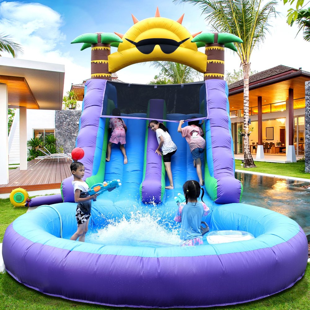 26ft(L) Commercial Grade Water Slide for Adults Kids(Double Slides&Big Splash Water Pool),Heavy Duty PVC Inflatable Adult Water Slide with UL Blower Great for Outdoor Backyard,26x12x14ft