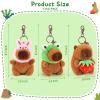 Achwishap 3PCS Capybara Plush Keychain,Cute Keychain Capybara Stuffed Animal,Soft Capybara Plush Toys Key Chain,Plushie Stuffed Toys for Birthday Valentines(Bunny Hat,Frog Hat,Holding Strawberry) view 2