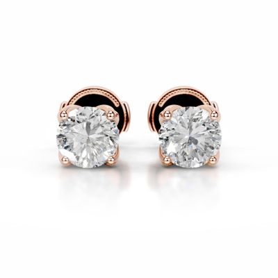 1-4 CT Round Stud Earrings 925 Sterling Silver & 10K 14K 18K Solid Gold Christmas Gift for Women (Solitaire, Stone Weight : 1 Carat)