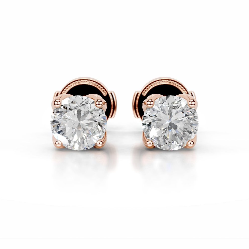 1-4 CT Round Stud Earrings 925 Sterling Silver & 10K 14K 18K Solid Gold Christmas Gift for Women (Solitaire, Stone Weight : 1 Carat)