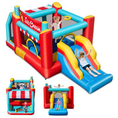 BOUNTECH Inflatable Bounce House with Ball Pit, Ice Cream Themed Kids Bounce House with Slide, Ring-toss, Jumping, Basketball Hoop, Bouncy House for Kids Indoor Outdoor Backyard Birthday Party Gifts