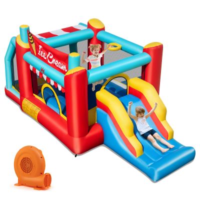 BOUNTECH Inflatable Bounce House with Ball Pit, Ice Cream Kids Bounce House with Slide, Ring-toss, Basketball Hoop, 520W Blower, Bouncy House for Kids Indoor Outdoor Backyard Birthday Party Gifts