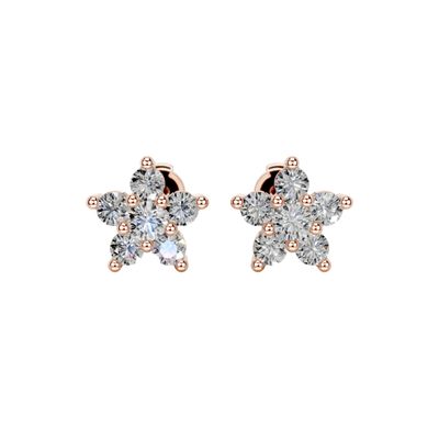 1-4 CT Round Stud Earrings 925 Sterling Silver & 10K 14K 18K Solid Gold Christmas Gift for Women (5 Stone, Stone Weight : 4 Carat)