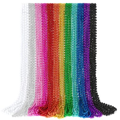 36Pcs Bead Necklace, 12 Colors Beaded Necklace Party Accessories, 33 Inch Bead Costume for Women Man, Festival Parade Throw Supplies Holiday Gathering Decorations Wedding Birthday Celebrations Decor