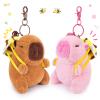 Achwishap 2PCS Capybara Plush Keychain,Cute Keychain Capybara Stuffed Animal,Soft Capybara Plush Toys Key Chain,Kawaii Plushie Stuffed Toys for Kids Adults Birthday Gifts for Valentines,Brown&Pink view 1