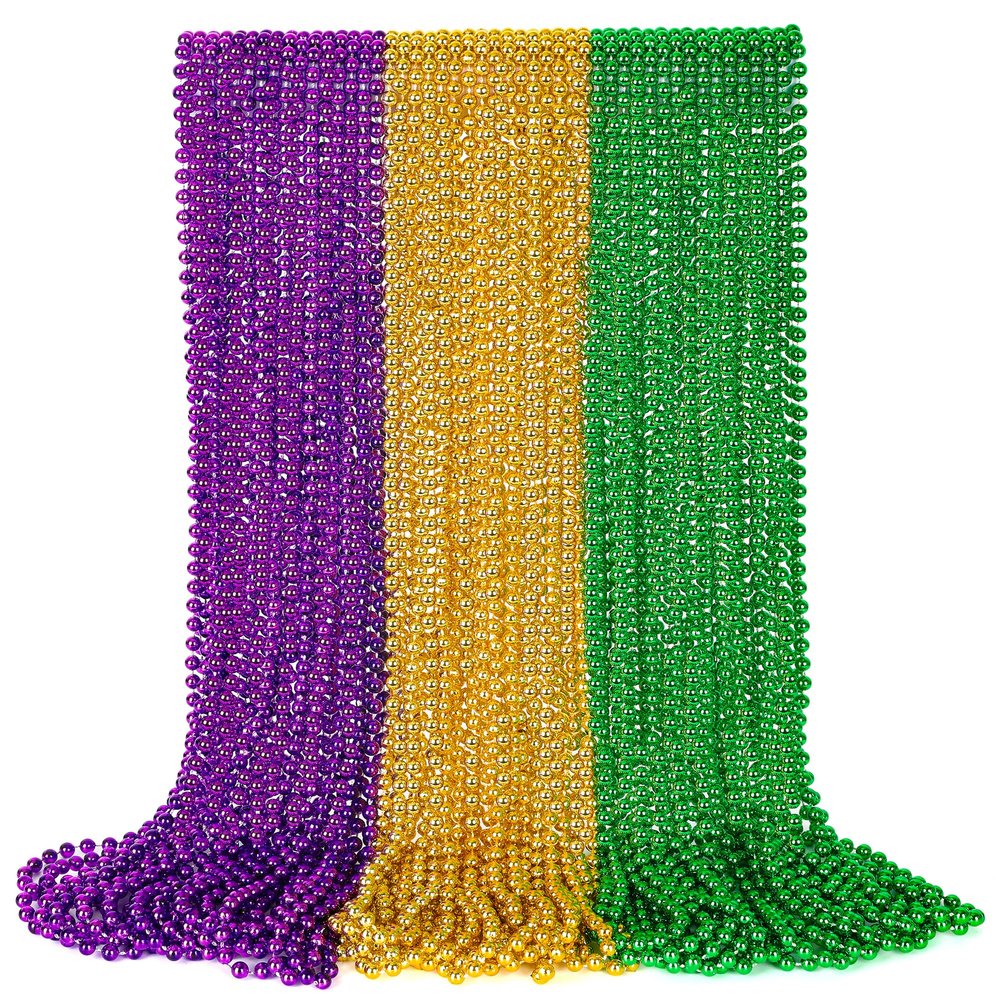36Pcs Mardi Gras Beads, Bead Necklace Party Accessories, 33Inch Purple Gold and Green Beads Necklaces, Festival Throw Stuff for Mardi Gras Parade Party Favors Carnival Theme Celebrations Decorations