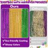 36Pcs Mardi Gras Beads, Bead Necklace Party Accessories, 33Inch Purple Gold and Green Beads Necklaces, Festival Throw Stuff for Mardi Gras Parade Party Favors Carnival Theme Celebrations Decorations view 3