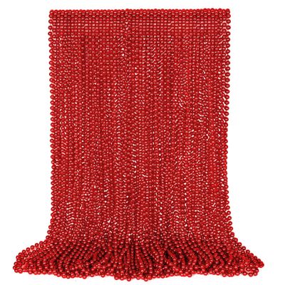 36Pcs Bead Necklace, 33 Inch Red Beaded Necklace Party Accessories, Red Christmas Party Supplies Valentine Favors for Christmas Parade Celebrations Decorations Valentines Day Dinner Dance Party Decor