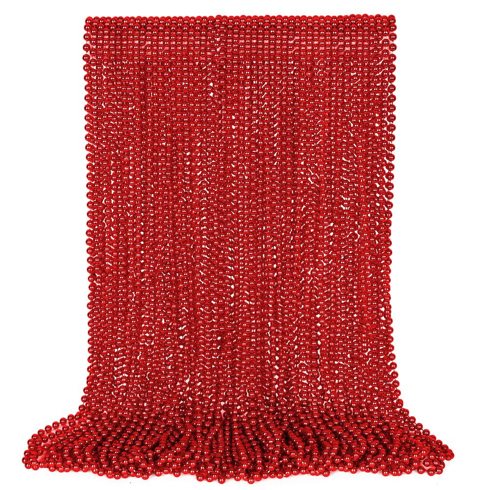 36Pcs Bead Necklace, 33 Inch Red Beaded Necklace Party Accessories, Red Christmas Party Supplies Valentine Favors for Christmas Parade Celebrations Decorations Valentines Day Dinner Dance Party Decor