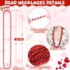 36Pcs Bead Necklace, 33 Inch Red Beaded Necklace Party Accessories, Red Christmas Party Supplies Valentine Favors for Christmas Parade Celebrations Decorations Valentines Day Dinner Dance Party Decor view 2