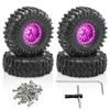 4PCS 1.0'' Aluminum Wheel Hub Wheel Rim Tires Wheels 63x24mm RC Upgraded Parts for SCX24 AX24 TRX4M 1/18 1/24 Crawler RC Climbing Car (Purple) view 1