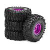 4PCS 1.0'' Aluminum Wheel Hub Wheel Rim Tires Wheels 63x24mm RC Upgraded Parts for SCX24 AX24 TRX4M 1/18 1/24 Crawler RC Climbing Car (Purple) view 2